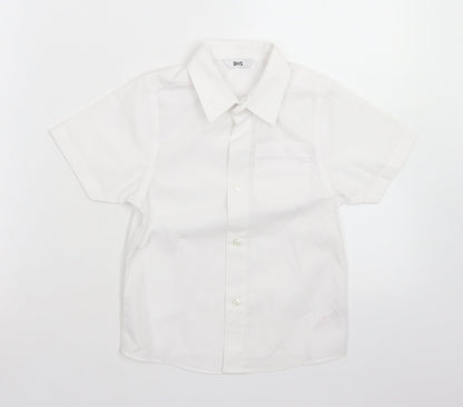 BHS Boys White  Cotton Basic Button-Up Size 4 Years Collared Button - School Wear