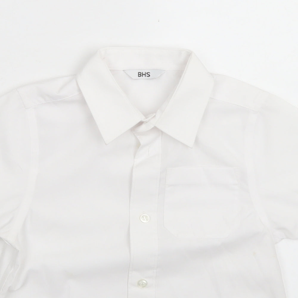 BHS Boys White  Cotton Basic Button-Up Size 4 Years Collared Button - School Wear