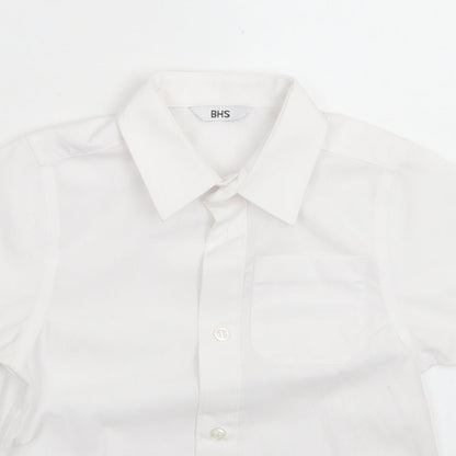 BHS Boys White  Cotton Basic Button-Up Size 4 Years Collared Button - School Wear