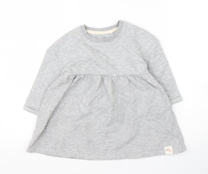 George Girls Grey  Cotton Jumper Dress  Size 18 Months  Round Neck