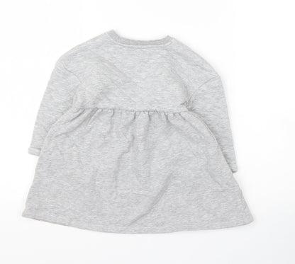 George Girls Grey  Cotton Jumper Dress  Size 18 Months  Round Neck