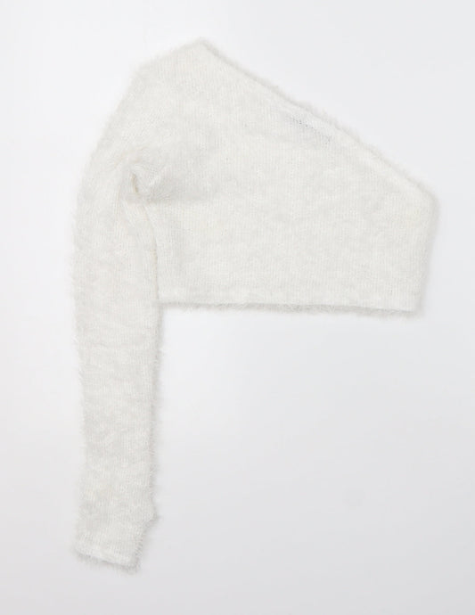 Womens UK Size 8 PRETTYLITTLETHING White Basic Blouse