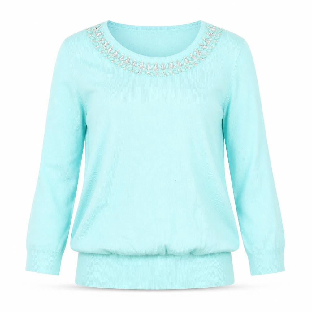 Bonmarché Womens Green  Viscose Basic Blouse Size L Scoop Neck
