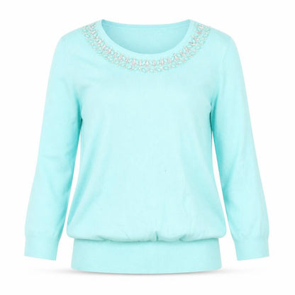 Bonmarché Womens Green  Viscose Basic Blouse Size L Scoop Neck