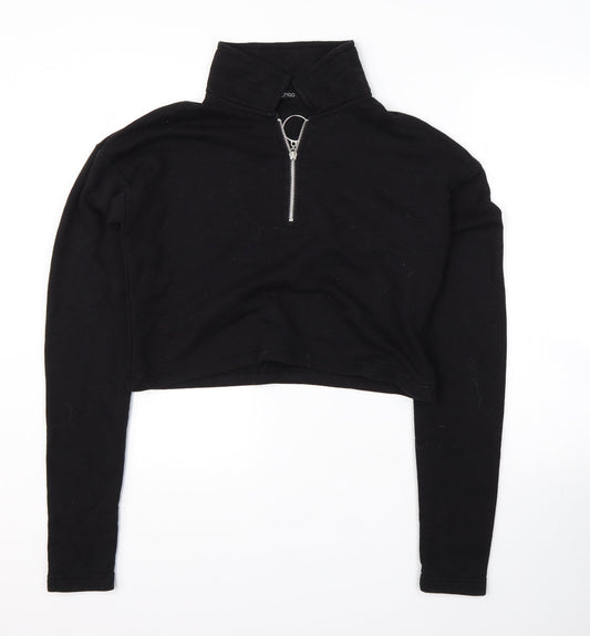 Boohoo Womens Black High Neck  Cotton Pullover Jumper Size 8