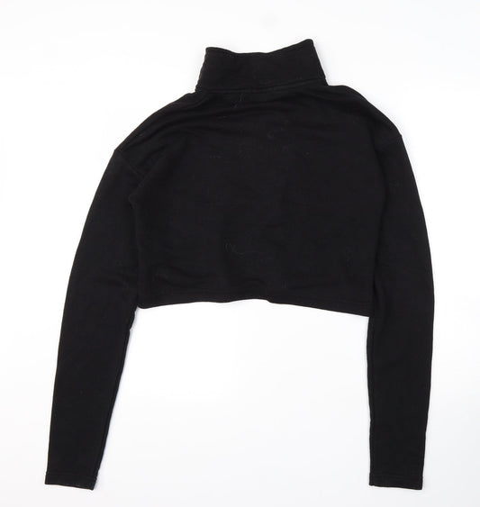 Boohoo Womens Black High Neck  Cotton Pullover Jumper Size 8