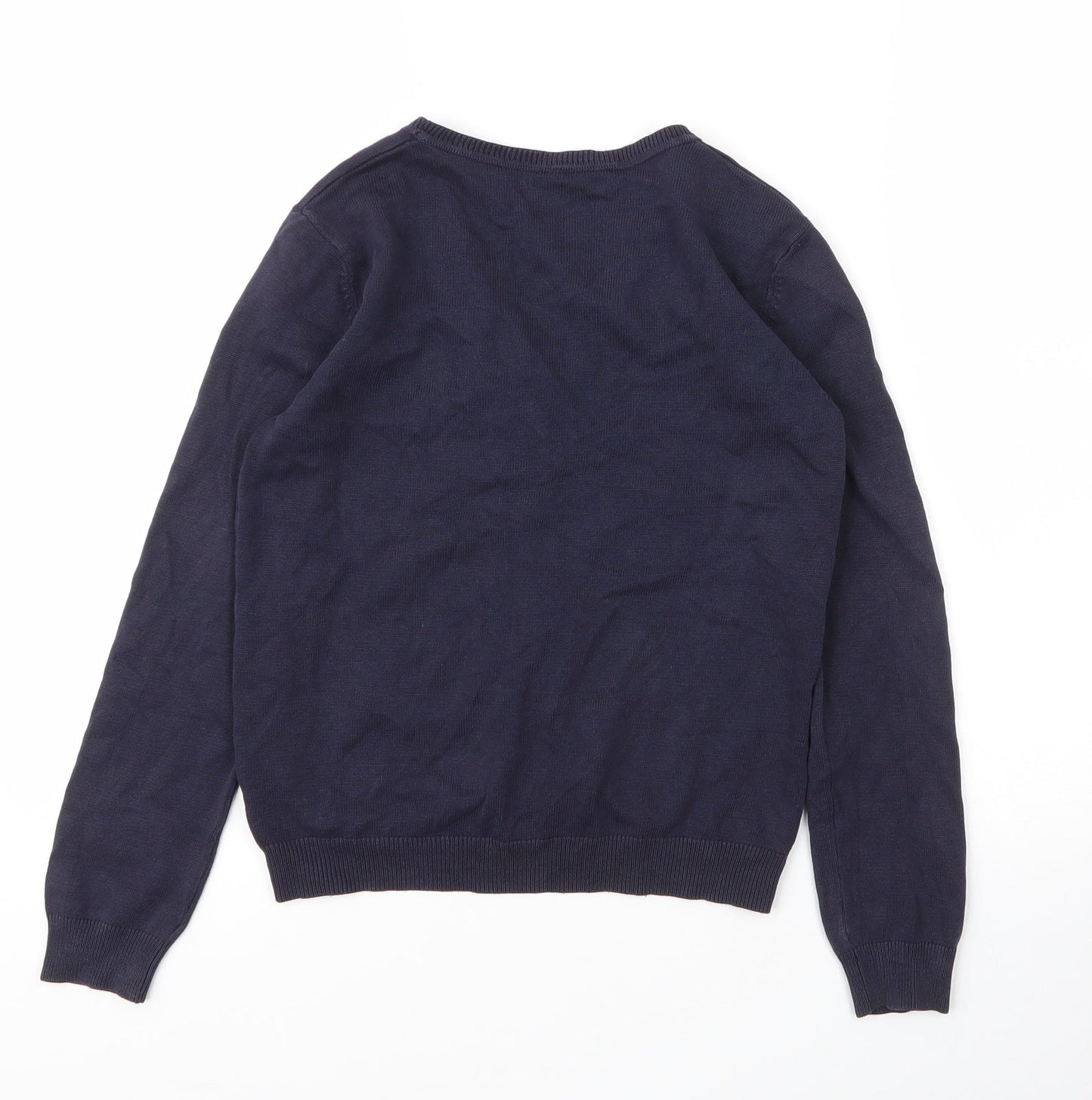 George Girls Blue V-Neck  Cotton Cardigan Jumper Size 9 Years  Button