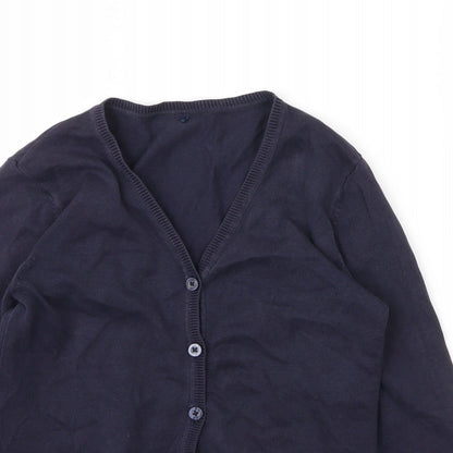 George Girls Blue V-Neck  Cotton Cardigan Jumper Size 9 Years  Button