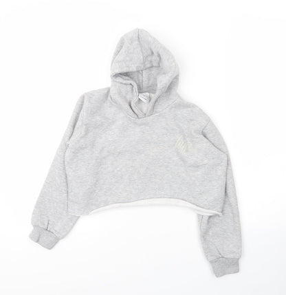 Hype Girls Grey  Cotton Pullover Hoodie Size 11 Years