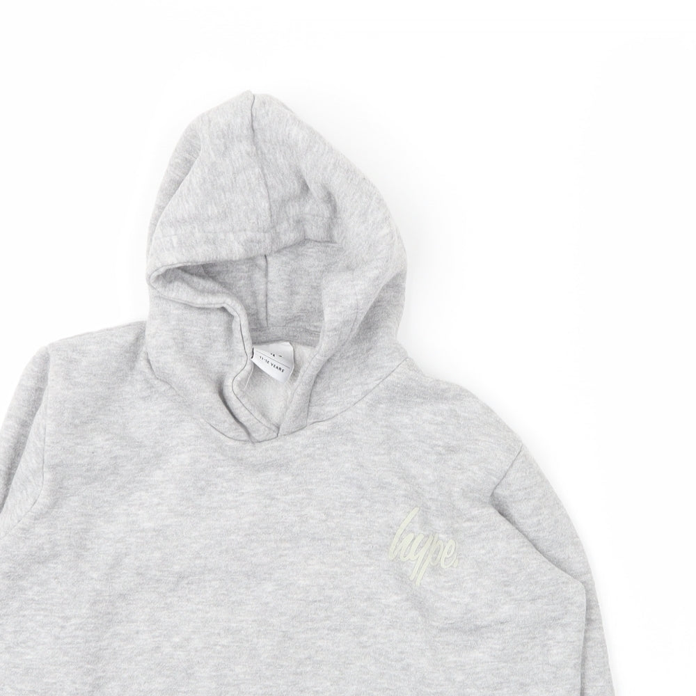 Hype Girls Grey  Cotton Pullover Hoodie Size 11 Years