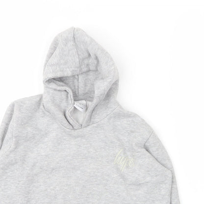 Hype Girls Grey  Cotton Pullover Hoodie Size 11 Years
