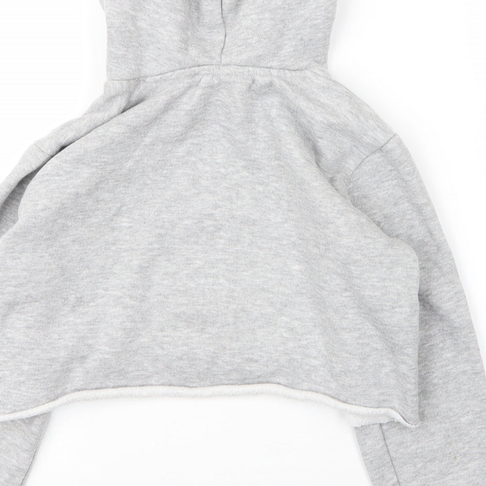 Hype Girls Grey  Cotton Pullover Hoodie Size 11 Years
