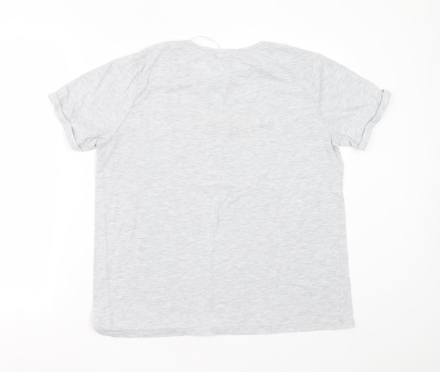 Primark Womens Grey  Polyester Basic T-Shirt Size L Round Neck - lucky