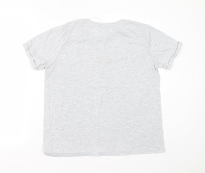 Primark Womens Grey  Polyester Basic T-Shirt Size L Round Neck - lucky