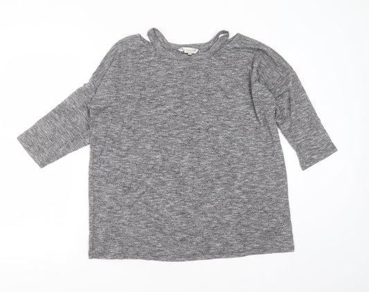 F&F Womens Grey Round Neck  Viscose Pullover Jumper Size 12