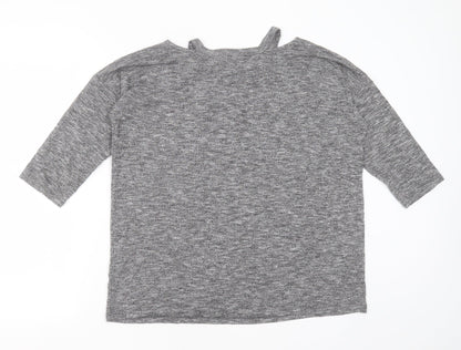 F&F Womens Grey Round Neck  Viscose Pullover Jumper Size 12