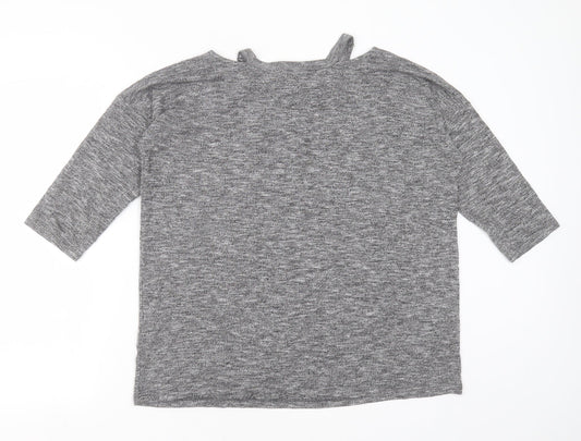 F&F Womens Grey Round Neck  Viscose Pullover Jumper Size 12