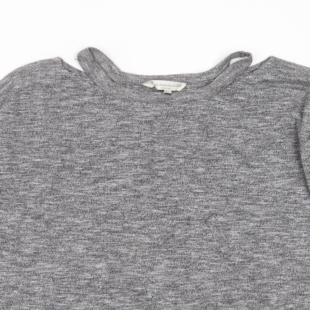 F&F Womens Grey Round Neck  Viscose Pullover Jumper Size 12