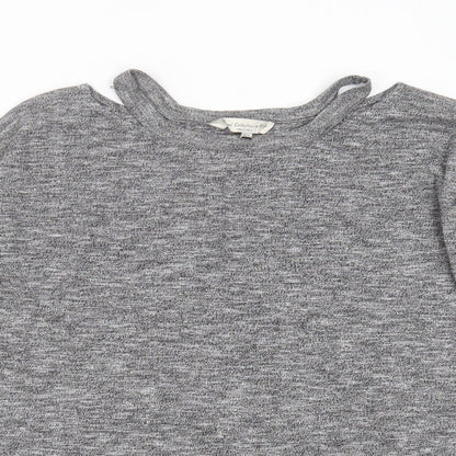 F&F Womens Grey Round Neck  Viscose Pullover Jumper Size 12