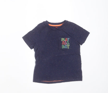 F&F Boys Blue  Cotton Basic T-Shirt Size 2-3 Years Round Neck  - play all day