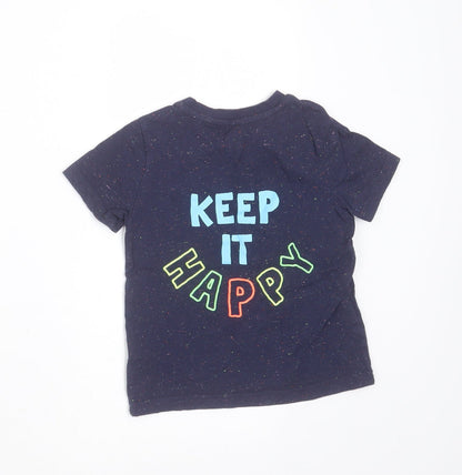 F&F Boys Blue  Cotton Basic T-Shirt Size 2-3 Years Round Neck  - play all day