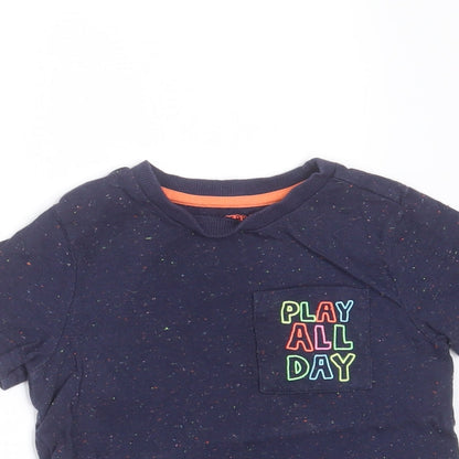 F&F Boys Blue  Cotton Basic T-Shirt Size 2-3 Years Round Neck  - play all day