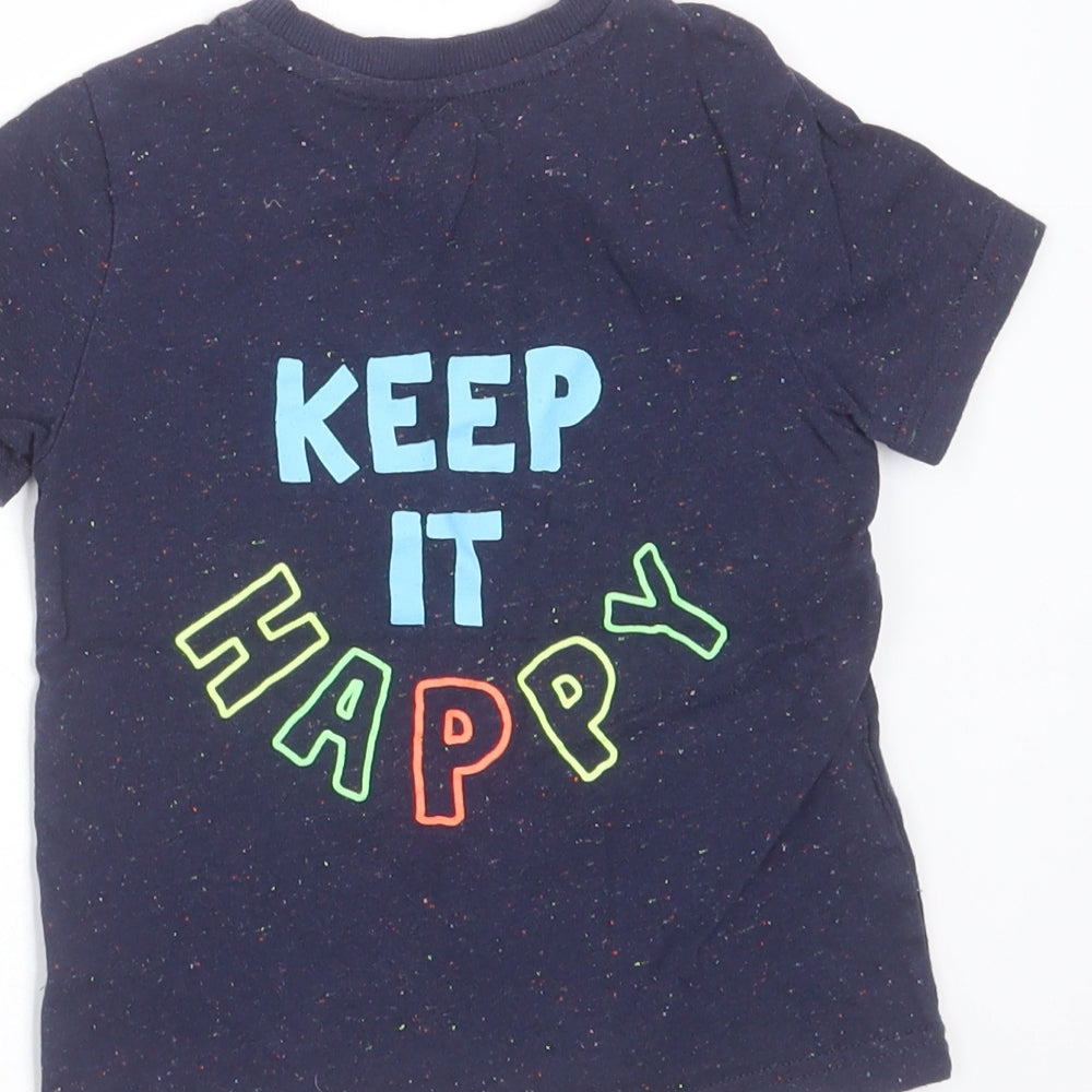 F&F Boys Blue  Cotton Basic T-Shirt Size 2-3 Years Round Neck  - play all day