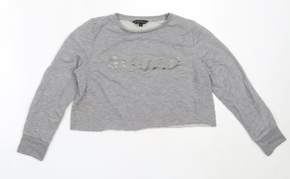 Matalan Girls Grey  Cotton Pullover Sweatshirt Size 9 Years
