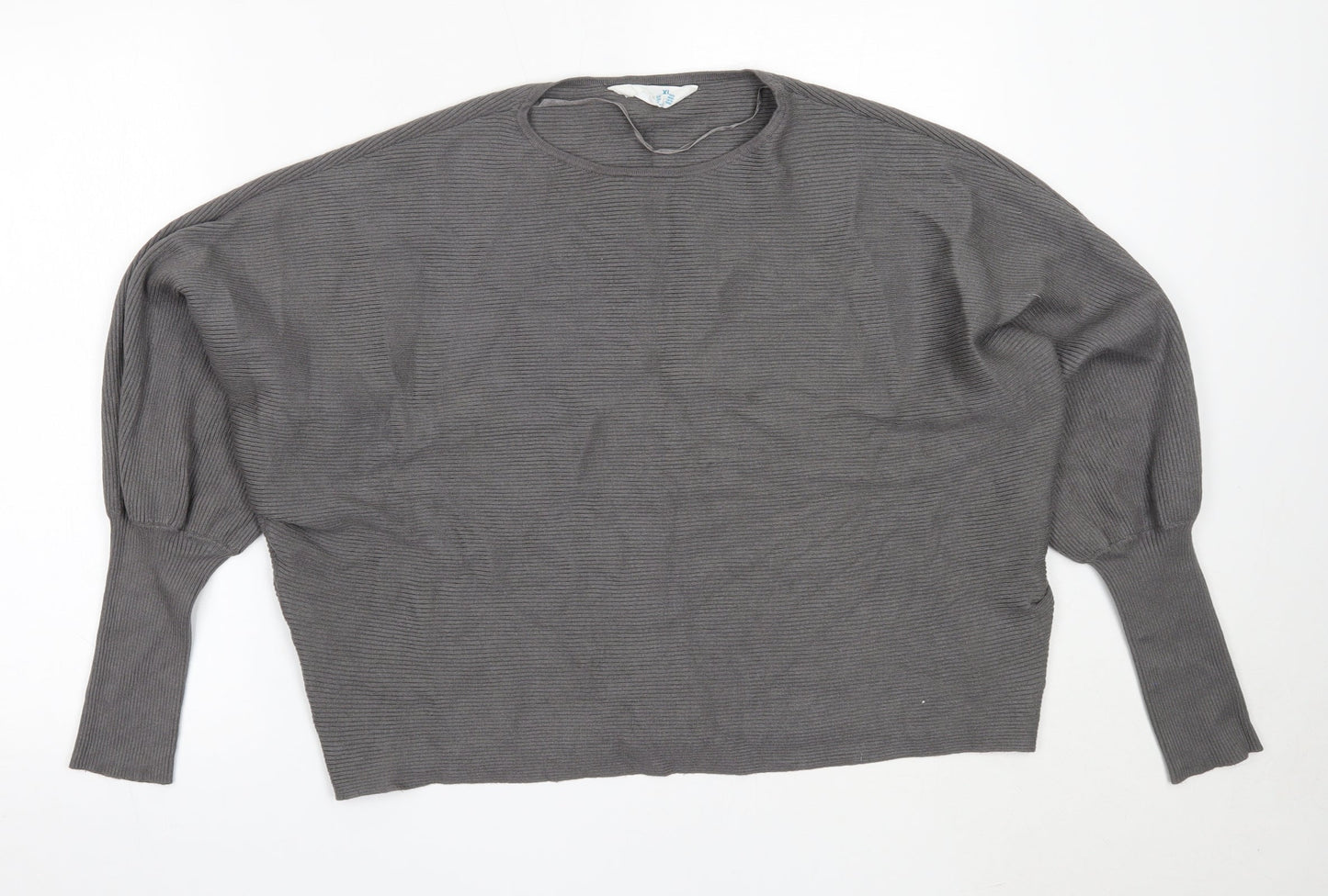 Primark Womens Grey Round Neck  Viscose Pullover Jumper Size XL