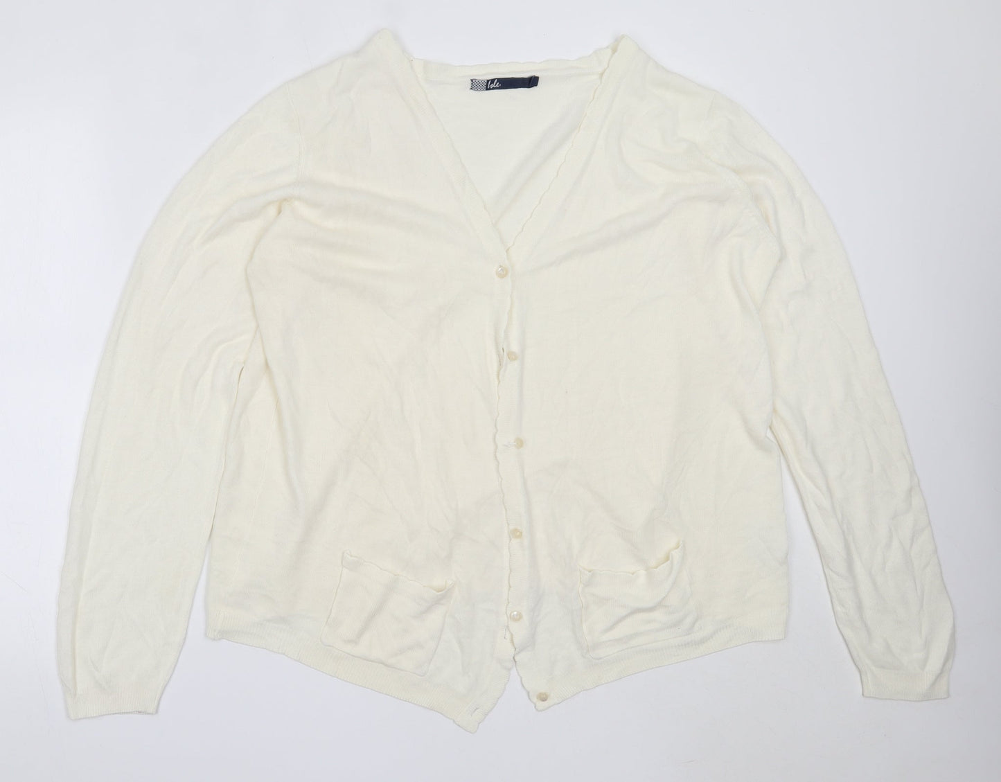 Womens UK Size L EWM Ivory Cardigan Jumper