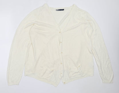 Womens UK Size L EWM Ivory Cardigan Jumper