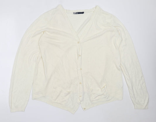 Womens UK Size L EWM Ivory Cardigan Jumper