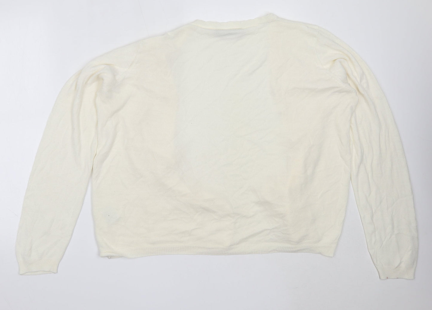 Womens UK Size L EWM Ivory Cardigan Jumper