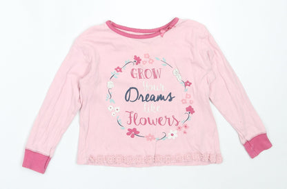 Matalan Girls Pink Solid Cotton Top Pyjama Top Size 4-5 Years