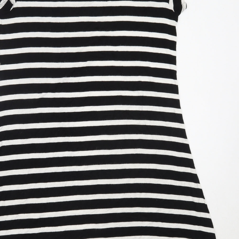 Amazon Womens Black Striped Viscose T-Shirt Dress  Size M  Round Neck