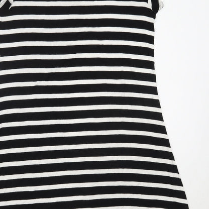 Amazon Womens Black Striped Viscose T-Shirt Dress  Size M  Round Neck