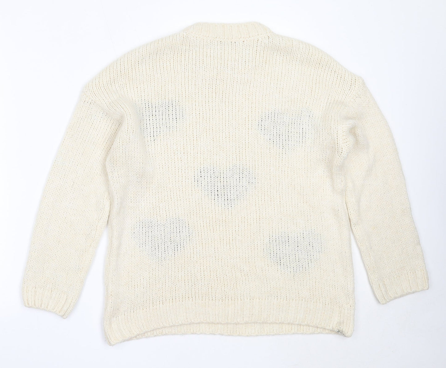 George Womens Ivory Round Neck  Acrylic Pullover Jumper Size M