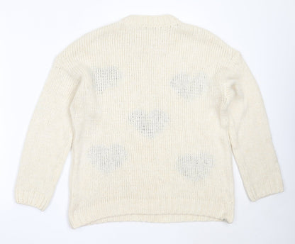 George Womens Ivory Round Neck  Acrylic Pullover Jumper Size M