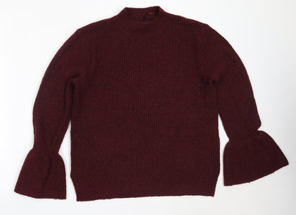 George Womens Red Round Neck  Acrylic Pullover Jumper Size M