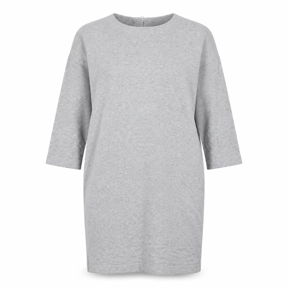 Front view of Vera Moda women’s grey viscose jumper dress, size M, round neck