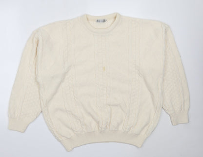 Nene Valley Womens Ivory Round Neck  Acrylic Pullover Jumper Size XL