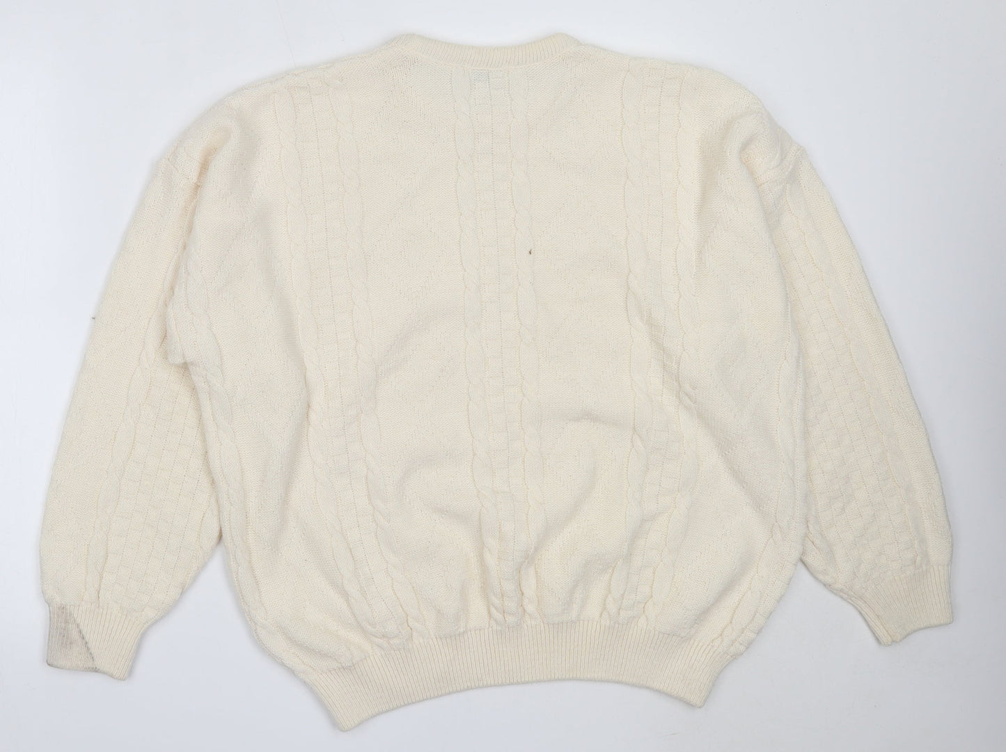 Nene Valley Womens Ivory Round Neck  Acrylic Pullover Jumper Size XL