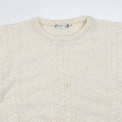 Nene Valley Womens Ivory Round Neck  Acrylic Pullover Jumper Size XL