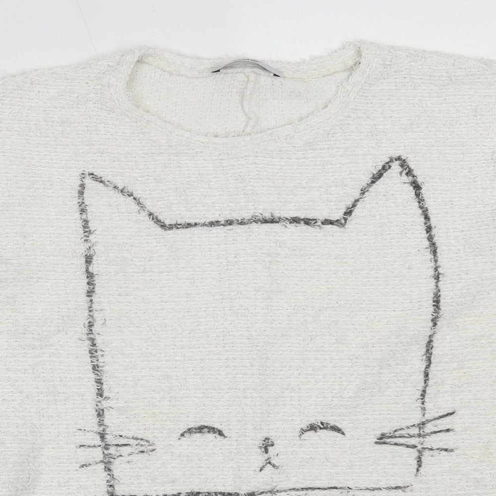 George Womens Ivory Round Neck  Polyester Pullover Jumper Size 10