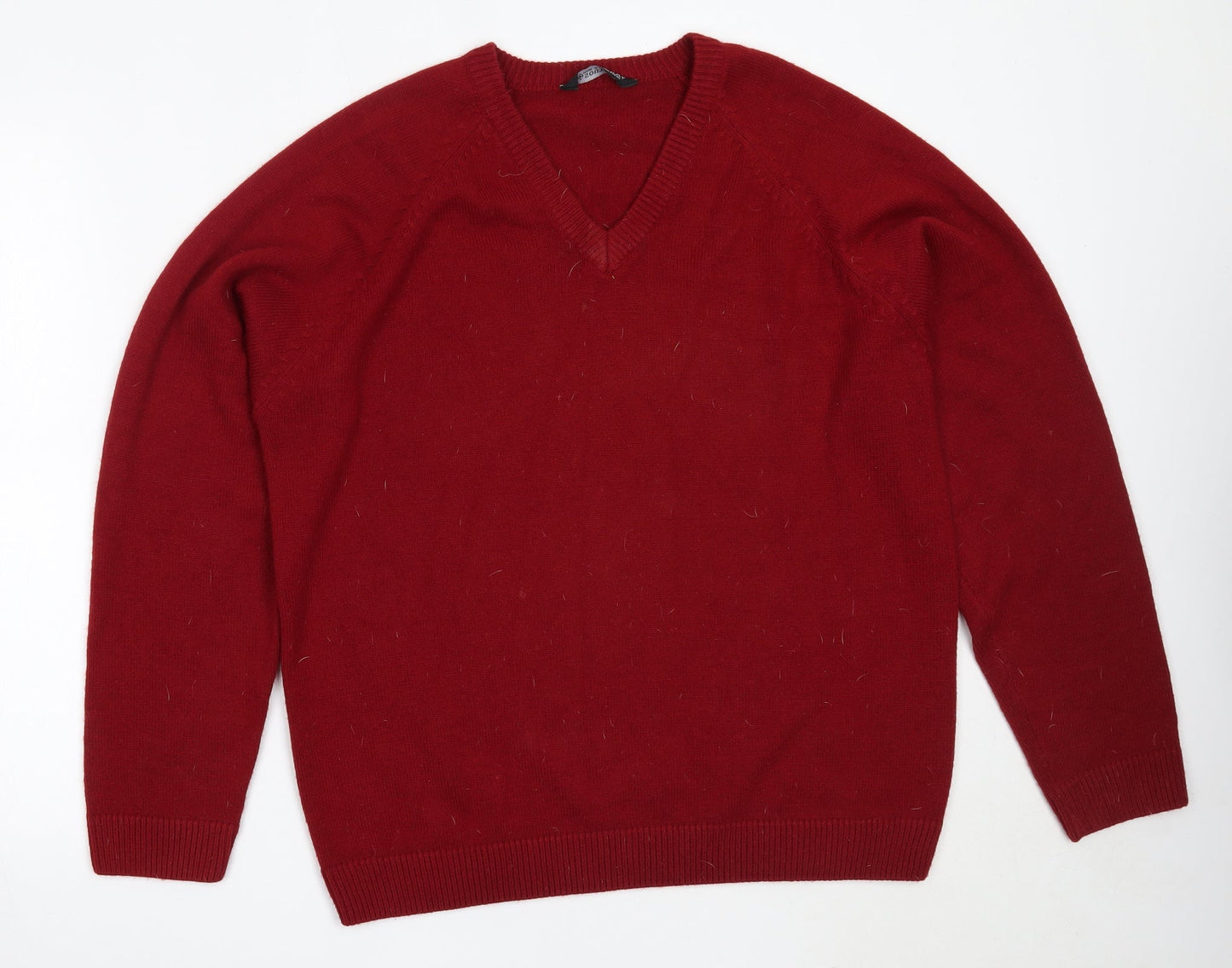 South Bay Mens Red V-Neck  Acrylic Pullover Jumper Size M