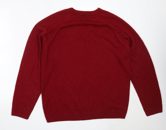 South Bay Mens Red V-Neck  Acrylic Pullover Jumper Size M