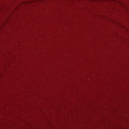 South Bay Mens Red V-Neck  Acrylic Pullover Jumper Size M