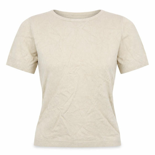 Front view of Janique women’s grey acrylic basic t-shirt, size UK 12, round neck