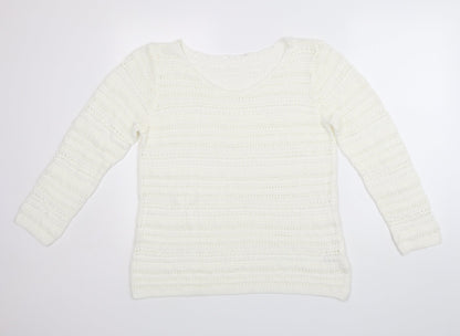 George Womens White   Acrylic Pullover Jumper Size 16   - Loose Fit