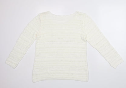 George Womens White   Acrylic Pullover Jumper Size 16   - Loose Fit